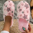 Pink Star Pattern Plush Home Slippers