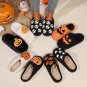Black Halloween Pumpkin Print Plush Slippers