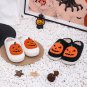 Black Halloween Pumpkin Print Plush Slippers