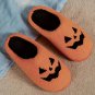 Orange Halloween Pumpkin Face Graphic Plush Slippers
