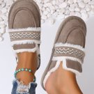 Gray Suede Wavy Striped Plush Lined Slippers (Run Small, Size Up)