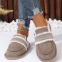 Gray Suede Wavy Striped Plush Lined Slippers (Run Small, Size Up)