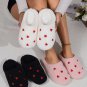 Pink Heart Shape Embroidered Slip On Plush Slippers