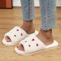 White Valentines Heart Embroidered Fuzzy Winter House Slippers