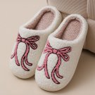 White Bow Knot Pattern Plush Warm Slippers