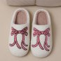 White Bow Knot Pattern Plush Warm Slippers