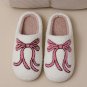 White Bow Knot Pattern Plush Warm Slippers