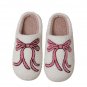 White Bow Knot Pattern Plush Warm Slippers