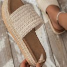 White Boho Woven Non-slip Wedge Slippers