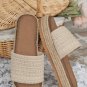 White Boho Woven Non-slip Wedge Slippers