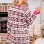 Rose Christmas Pattern Henley Pajama Dress