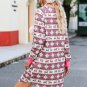 Rose Christmas Pattern Henley Pajama Dress
