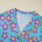 Sky Blue Cute Flower Print Contrast Trim Plus Size Short PJ Set
