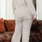 Parchment Plus Size Ribbed V Neck Pullover and Pants Set
