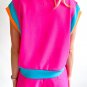 Rose Red Colorblock Patchwork Cap Sleeve Top Plus Size Shorts Set