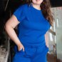 Dark Blue Plus Size Fashion Textured Short 2pcs Outfit