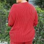 Racing Red MERRY Ribbed Knit Long Sleeve Lace Up Waist Plus Size Set
