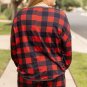 Fiery Red Christmas Buffalo Print Henley Top and Shorts Plus Size Set