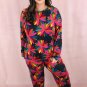 Black Plus Size Printed Long Sleeve and Pants Lounge Set