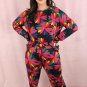 Black Plus Size Printed Long Sleeve and Pants Lounge Set