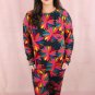 Black Plus Size Printed Long Sleeve and Pants Lounge Set