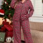Red Plaid Printed Shirt and Pants Plus Size Lounge Set