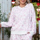 Pink Leopard Print Long Sleeve Top Plus Size Shorts Set