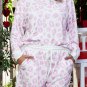 Pink Leopard Print Long Sleeve Top Plus Size Shorts Set