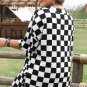 Black Checkered Pattern Tee and Shorts Plus Size Two Piece Set