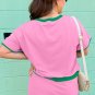 Bonbon Plus Size Contrast Trim T Shirt and Skirt Two Piece Set