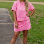Pink Ribbed Drop Shoulder Tee and Skort Plus Size Set
