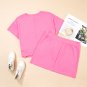 Pink Ribbed Drop Shoulder Tee and Skort Plus Size Set