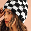 Black Two Tone Checkered Folded Eaveless Beanie Cap