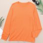 Orange Plain Crew Neck Long Sleeve Top