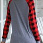 Red Plaid Raglan Long Sleeve Top