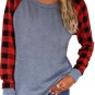 Red Plaid Raglan Long Sleeve Top
