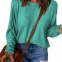 Green Solid Color Patchwork Long Sleeve Top