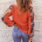 Orange Contrast Eyelet Thermal Knit Top