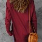 Red Solid Crew Neck Long Sleeve Top