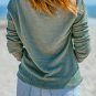 Green Waffle Knit Drop Shoulder Long Sleeve Top