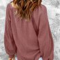 Square Neck Puff Sleeve Waffle Knit Top