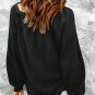 Black Scoop Neck Puff Sleeve Waffle Knit Top