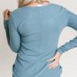 Sky Blue Lace Crochet V Neck Long Sleeve Top