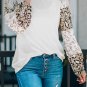 Beige Leopard Print Bubble Sleeve Top
