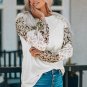 Beige Leopard Print Bubble Sleeve Top