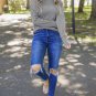 Gray Ribbed Zip Knit Top