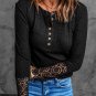 Black Crochet Lace Hem Sleeve Button Top