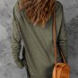 Green Solid Crew Neck Long Sleeve Long Sweatshirt