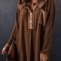 Brown Waffle Knit Buttoned Long Sleeve Top
