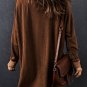 Brown Waffle Knit Buttoned Long Sleeve Top
